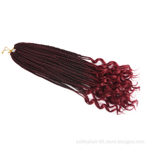 pre twisted afro twist crochet hair  box braid orginal 3s box braid with curly end  24inch